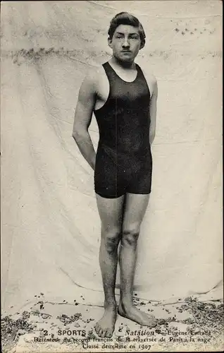 Ak Französischer Schwimmer Eugène Estrade, Natation, Portrait