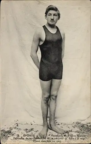 Ak Französischer Schwimmer Eugene Estrade, Natation, Portrait