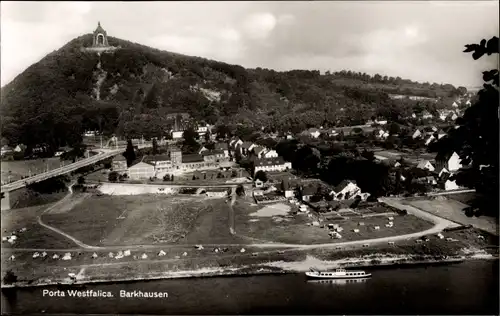 Ak Barkhausen Porta Westfalica an der Weser, Weserbrücke, Kaiser-Wilhelm-Denkmal