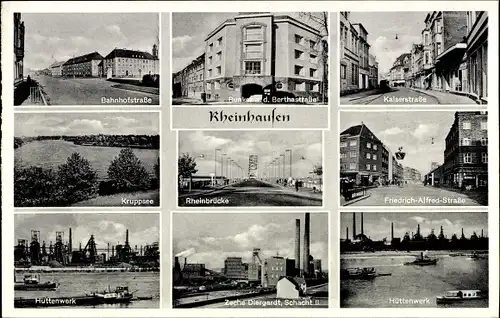Ak Rheinhausen Duisburg im Ruhrgebiet, Zeche Diergardt, Schacht II, Hüttenwerk, Kaiserstraße
