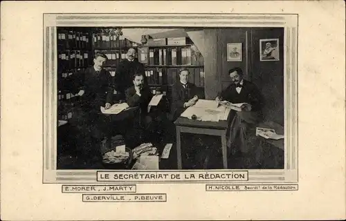 Ak Le Secretariat de la Redaction, E. Morer, J. Marty, G. Gerville, P. Beuve, H. Nicole