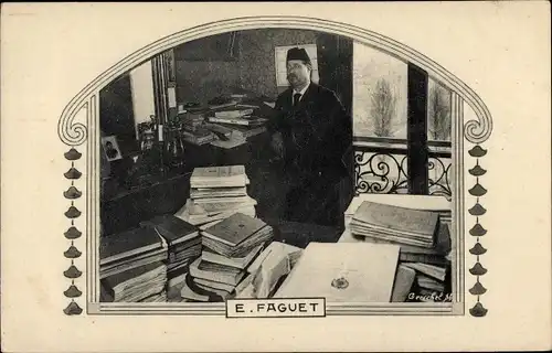 Ak Dichter Émile Faguet, Portrait, Arbeitszimmer