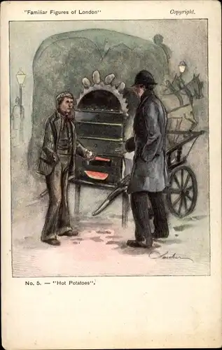 Künstler Ak Familiar Figures of London, Hot Potatoes, Händler