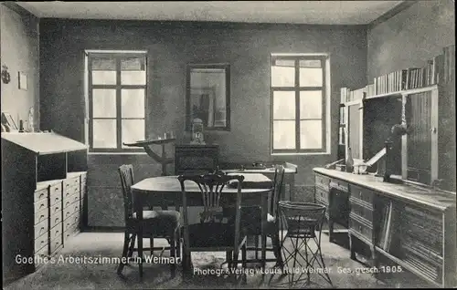 Ak Weimar in Thüringen, Goethes Arbeitszimmer