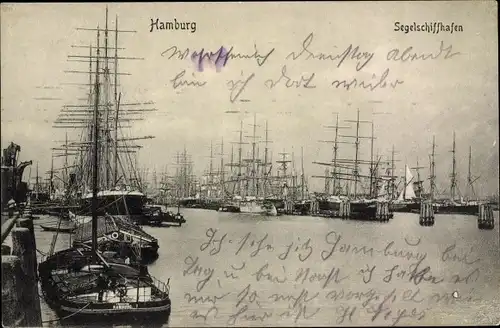 Ak Hamburg Mitte Altstadt, Partie im Segelschiffhafen