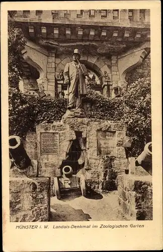 Ak Münster in Westfalen, Landois-Denkmal im Zoologischen Garten
