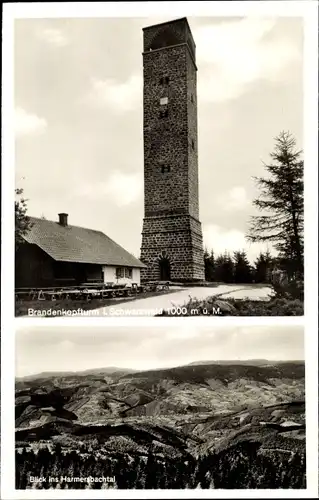 Ak Oberharmersbach im Schwarzwald Baden, Brandenkopfturm mit Wirtschaftsbetrieb, Teilansicht