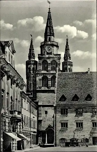 Ak Ansbach in Mittelfranken Bayern, St. Gumbertuskirche und Stadthaus