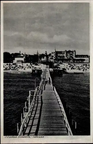 Ak Ostseebad Zinnowitz auf Usedom, Strand und Seebrücke