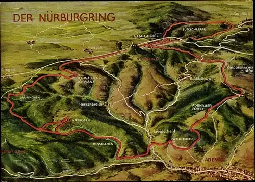 Landkarten Ak Nürburgring, Renn- und Touristenstrecke, Adenauer Forst, Karussell