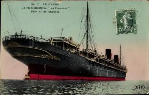 Ak Le Havre Seine Maritime, Le Transatlantique La Provence, Dampfer, CGT, French Line