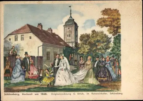 Künstler Ak Ulrich, G., Schöneberg, Hochzeit um 1868