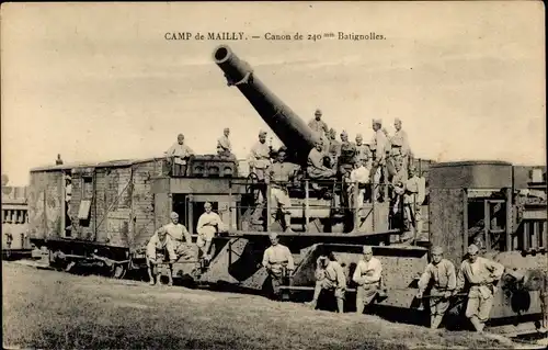 Ak Mailly le Camp Aube, Canon de 240 mm Batignolles