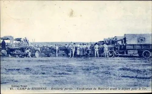 Ak Sissonne Aisne, Camp, Artillerie portee, Verification du Materiel avant le depart pour le Tir