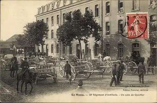 Ak Le Mans Sarthe, 26 Regiment d'Artillerie, Un coin de Quartier