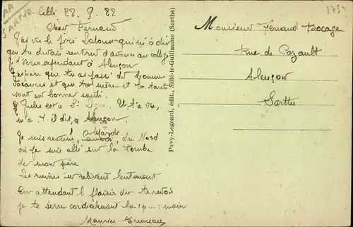 Ak Sillé le Guillaume Sarthe, Monument commemoratif de la Guerre