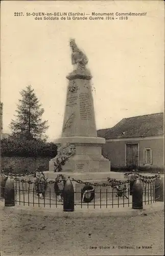 Ak Saint Ouen en Belin Sarthe, Monument Commemoratif des Soldats de la Grande Guerre 1914-1918