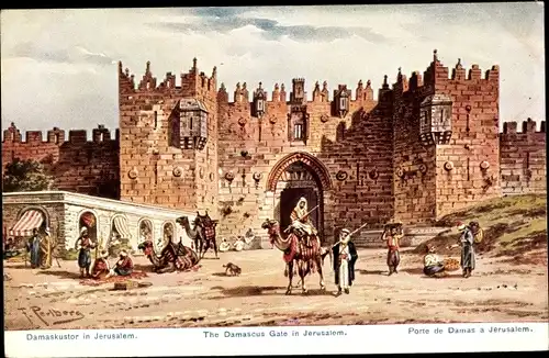 Künstler Ak Perlberg, F., Jerusalem Israel, Damaskustor