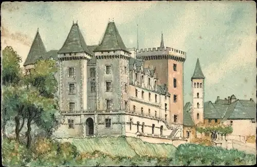 Künstler Ak Pau Pyrénées-Atlantiques, Le Chateau d'Henri IV vu du Parc