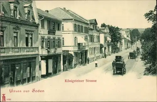 Ak Bad Soden am Taunus Hessen, Königsteiner Straße, Kutschen