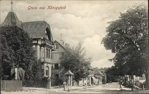 Ak Königsfeld im Schwarzwald Baden ?, Straßenpartie im Ort