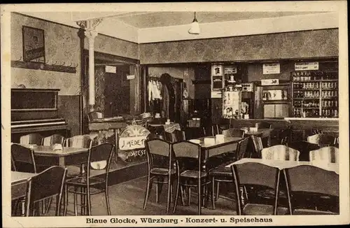 Ak Würzburg am Main Unterfranken, Restaurant Blaue Glocke, Innenansicht