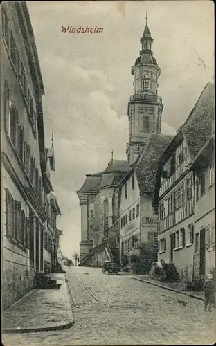 Ak Bad Windsheim in Mittelfranken, Straßenpartie mit Kirche, Gasthaus