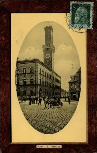 Präge Passepartout Ak Fürth in Mittelfranken Bayern, Rathaus, Kutsche