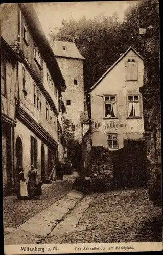 Ak Miltenberg am Main Unterfranken, Das Schnatterloch am Marktplatz, Wirtschaft