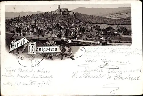 Litho Königstein im Taunus, Panorama der Stadt
