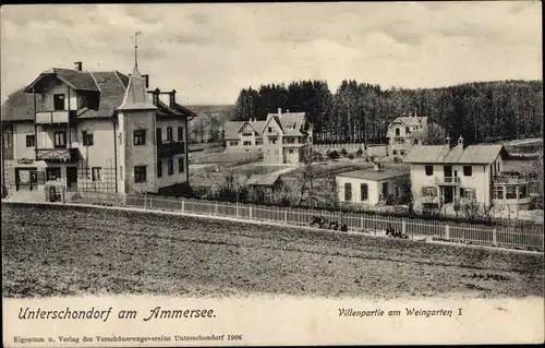 Ak Unterschondorf Schondorf am Ammersee Oberbayern, Villenpartie am Weingarten I