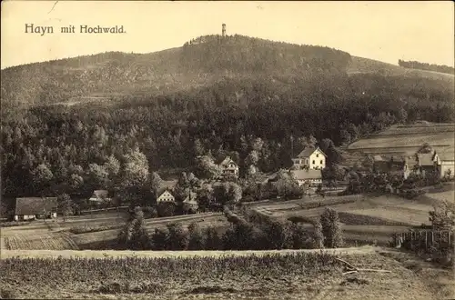 Ak Hain Oybin in Sachsen, Blick auf Ort mit Hochwald