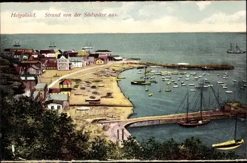 Ak Nordseeinsel Helgoland, Blick von der Südspitze auf Strand