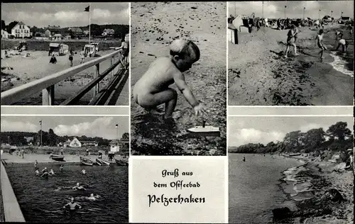 Ak Pelzerhaken Neustadt in Holstein, Strand, Anlegebrücke