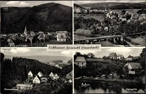 Ak Freienohl Meschede im Sauerland, Teilansicht mit Küppel, Teilansicht mit Ruhrbrücke, Rümmecketal