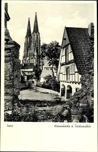 Ak Soest in Westfalen, Wiesenkirche und Teichsmühle