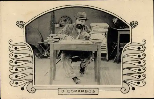 Ak Dichter D'Esparbes, Am Schreibtisch
