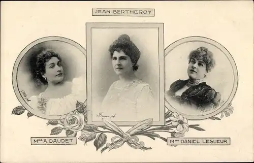 Ak Jean Bertheroy, Daniel Lesueur, A. Daudet, Portraits