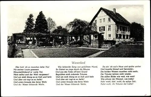 Ak Todenmann Rinteln in Niedersachsen, Gast- und Pensionshaus Reese, Weserlied