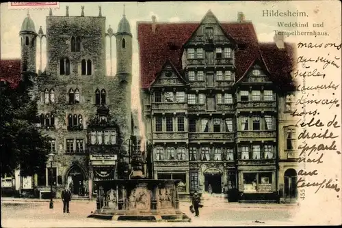 Ak Hildesheim in Niedersachsen, Tempelherren- und Wedekindhaus