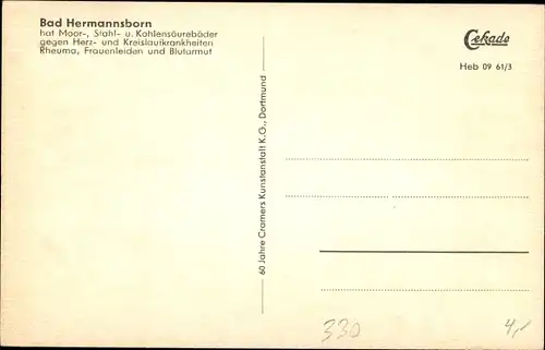 Ak Pömbsen Bad Driburg in Westfalen, Bad Hermannsborn, Kurhaus, Speisesaal