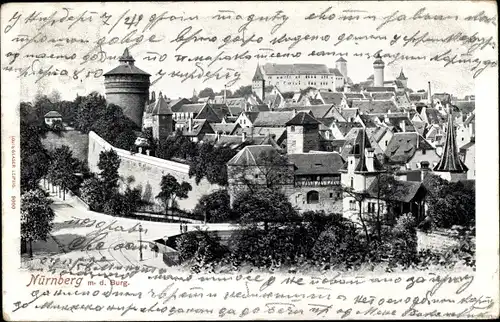 Ak Nürnberg in Mittelfranken, Stadtmauer, Altstadt, Burg