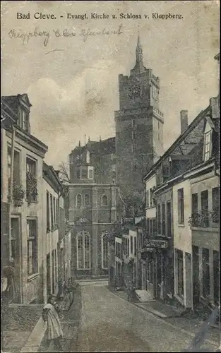 Ak Bad Cleve Kleve am Niederrhein, Evangl. Kirche, Schloss von Kloppberg