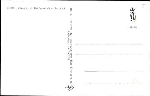 Ak Marienheide Oberbergischer Kreis, Luftbild, Brucher Talsperre, Zeltplatz