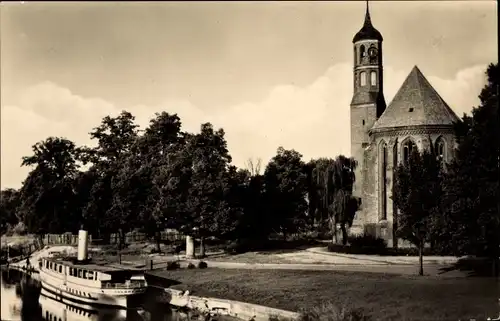 Ak Brandenburg an der Havel, St. Johanniskirche, Salondampfer