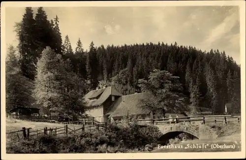 Ak Sankt Andreasberg Braunlage im Oberharz, Forsthaus Schluft