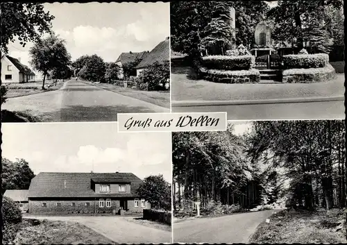 Ak Wellen an der Mosel, Straßenpartie, Ehrenmal, Backsteinhaus