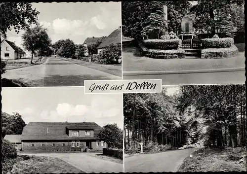 Ak Wellen an der Mosel, Straßenpartie, Ehrenmal, Backsteinhaus