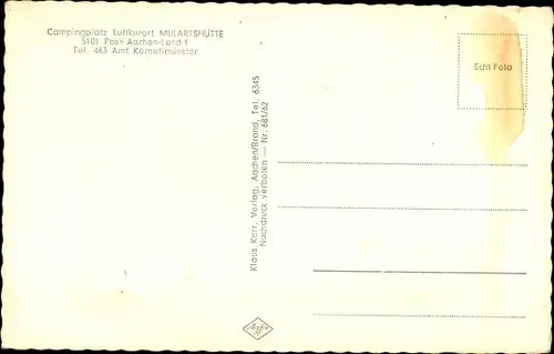 Ak Mulartshütte Roetgen in Nordrhein Westfalen, Campingplatz