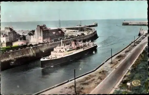 Ak Dieppe Seine Maritime, Entree du Port, Dampfschiff, Dampfer